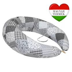   Vankúš Scamp s tvarovanými koncami a gombíkmi, s bavlneným poťahom /GreyPatchwork2