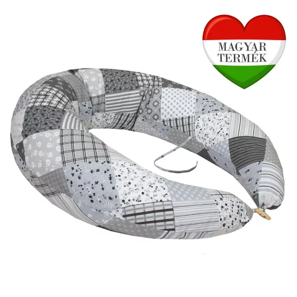 Vankúš Scamp s tvarovanými koncami a gombíkmi, s bavlneným poťahom /GreyPatchwork2