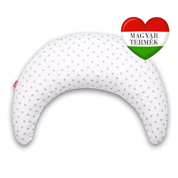 Scamp polmesiacový dojčiaci vankúš s bavlneným plátnovým poťahom /LittleHeartWhiteGray ()