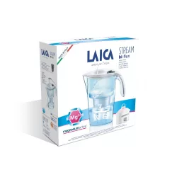   Laica STREAM LINE biela kanvica na filtrovanie vody s mechanickým displejom a 1 ks filtračnej vložky magnesium active bi-flux