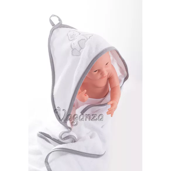 Vaganza Vyšívaná kúpeľňová osuška 110×110 – Biela/Šedá/Kačka