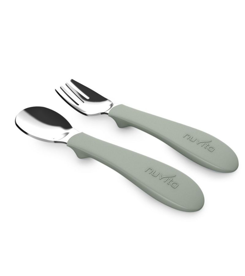 Nuvita lyžička a vidlička - Sage Green - 8472