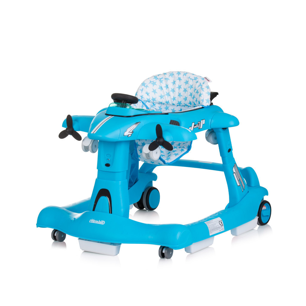 Chipolino Airplane multifunkčné detské chodítko 3v1 - blue