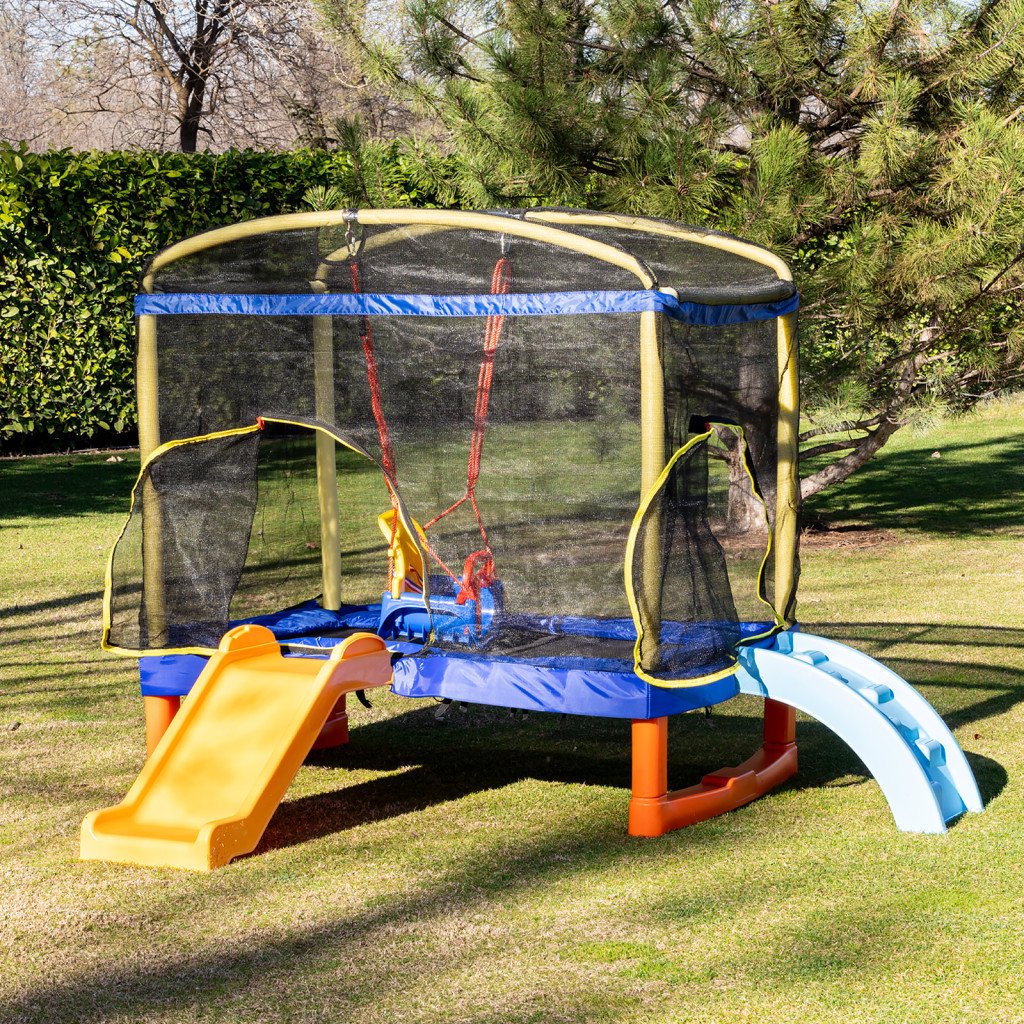 Chipolino Playground trampolína 200 cm so šmýkačkou a rebríkom - Blue
