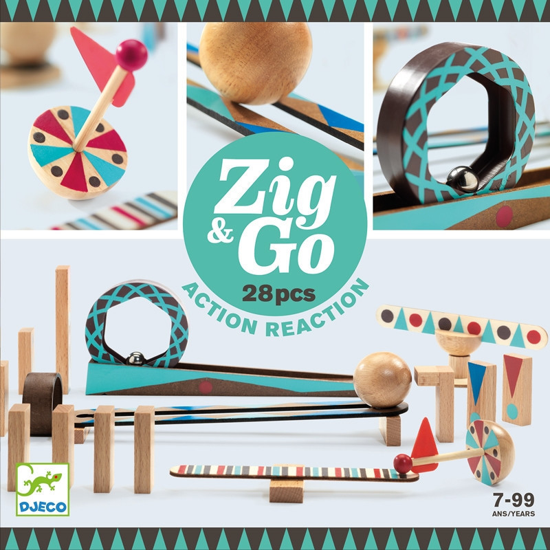 Djeco drevená dráha 28 ks - Zig &amp; Go