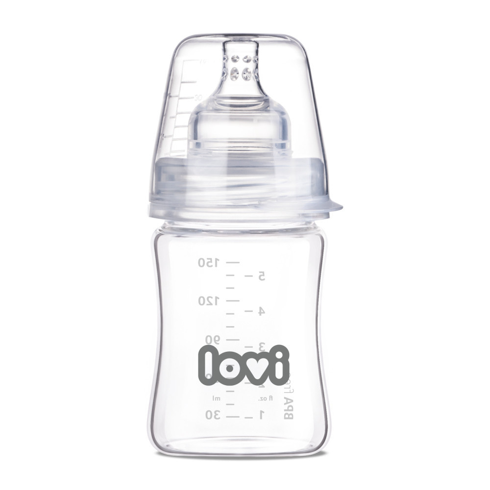 LOVI Sklenená fľaša s cumlíkom 150 ml